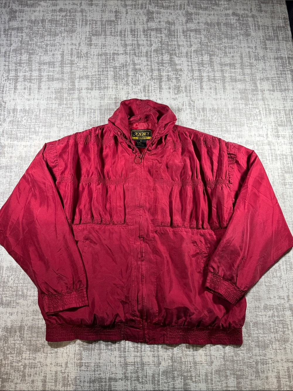 Vintage Anney Collection Burgundy Windbreaker Jacket 25.5X24PTP SZ M WOMENS